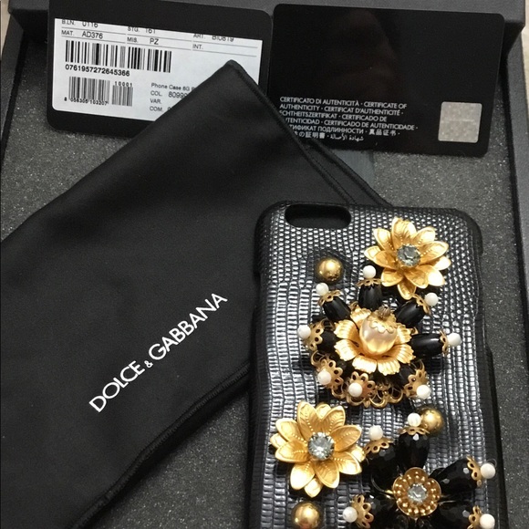☃️ NIB Dolce & Gabbana Black Embellished Phone Case - Picture 7 of 9